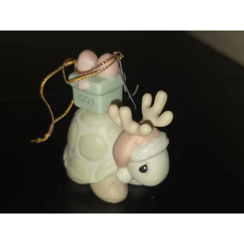Precious Moments 520489 1993 Christmas Ornament Turtle Reindeer‎ Holiday Decor